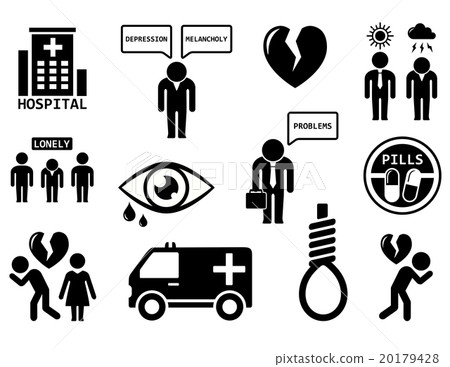 emotional disorders concept icon set 20179428