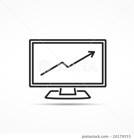 Computer with Graph Line Icon Computer with Graph Line Icon 20179555