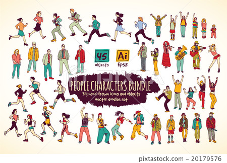 Big bundle people characters doodles color icons. Big bundle people characters doodles color icons. 20179576