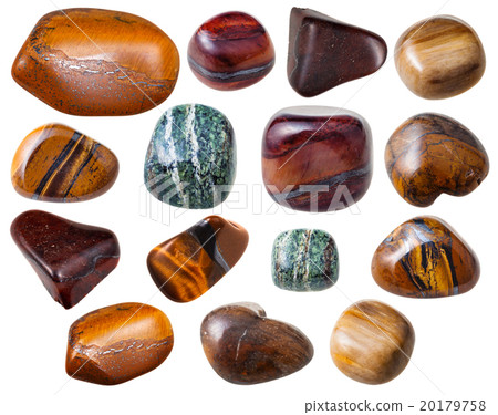 various Tiger's eye ( Tigereye) gemstones isolated 20179758