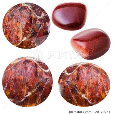 various red sunstone cabochons and goldstones 20179761