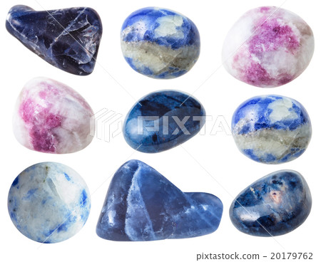 various sodalite gem stones isolated on white various sodalite gem stones isolated on white 20179762