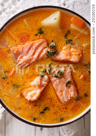 salmon soup with vegetables and thyme salmon soup with vegetables and thyme 20180159