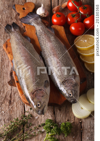 raw rainbow trout with ingredients on board 20180368