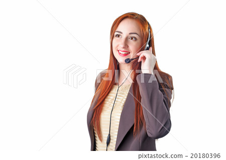 Call center operator redhead business woman 20180396