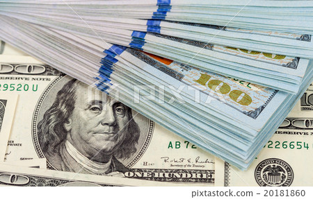 Heap of one hundred dollar bills close up 20181860