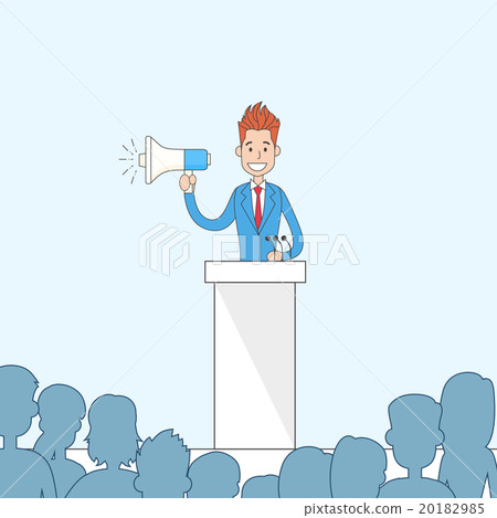 Businessman Hold Megaphone Loudspeaker Stand 20182985