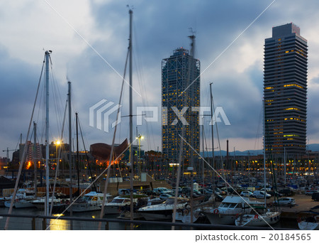Twilight view of Port in Barcelona. Catalonia Twilight view of Port in Barcelona. Catalonia 20184565