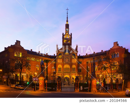 Facade of Hospital de Sant Pau in dusk Facade of Hospital de Sant Pau in dusk 20184566