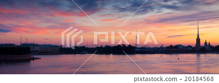 Panoramic view of Neva river summer dawn Panoramic view of Neva river summer dawn 20184568