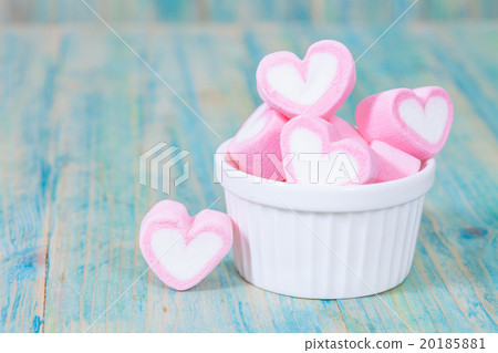 Valentine candies on color wood.selective focus. 20185881