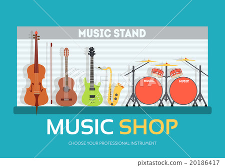 Music shop in flat design background concept Music shop in flat design background concept 20186417