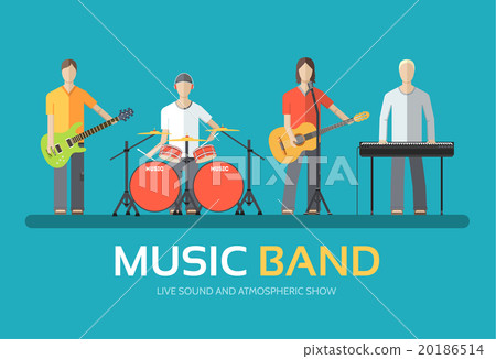 Music band in flat design background concept 20186514