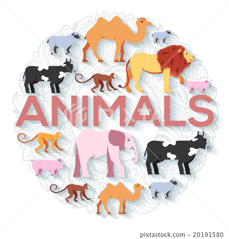 animal round concept of lion, monkey, monkey 20191580