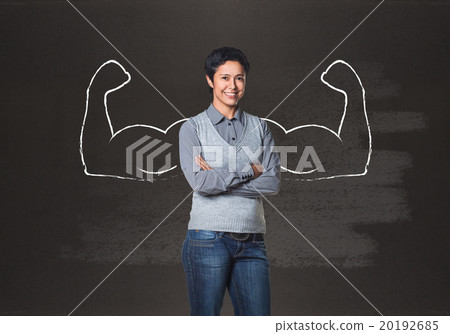 Business woman with drawn powerful hands 20192685