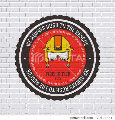 firefighter label template of emblem element for 20192883