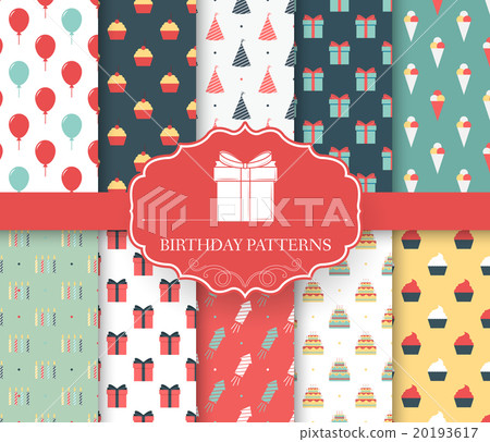 collection set of happy birthday seamless pattern 20193617