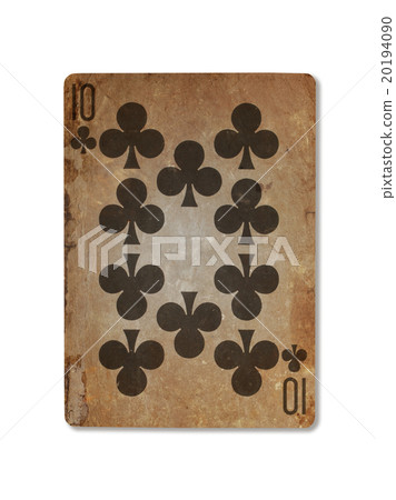 Very old playing card, ten of clubs 20194090