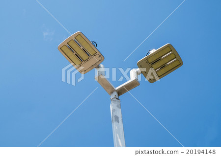 LED street lamps post on blue sky background 20194148