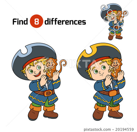Find differences game (pirate boy and monkey) 20194559