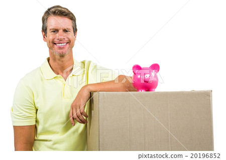 Smiling man by box Smiling man by box 20196852