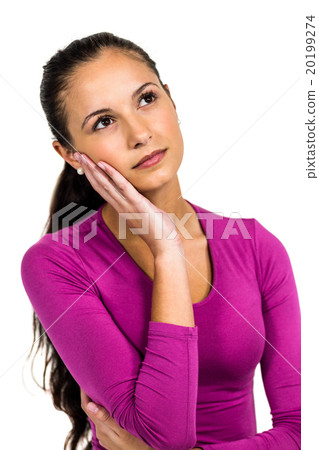 Thoughtful woman with hand on cheek 20199274
