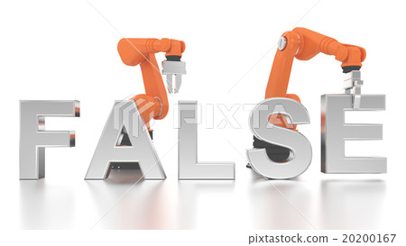 Industrial robotic arms building FALSE word Industrial robotic arms building FALSE word 20200167