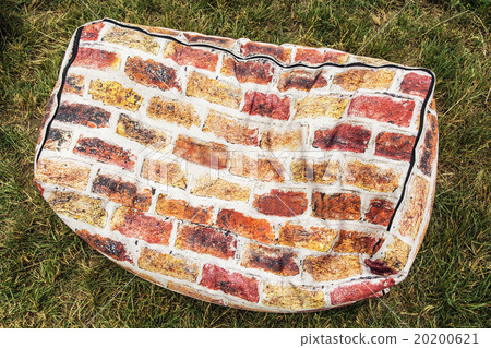 Orange bag seating with brick pattern Orange bag seating with brick pattern 20200621