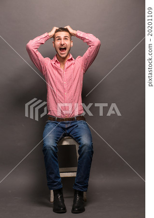 Man screaming in studio Man screaming in studio 20201109