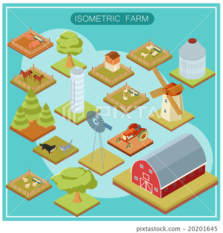 Isometric farm icon set Isometric farm icon set 20201645