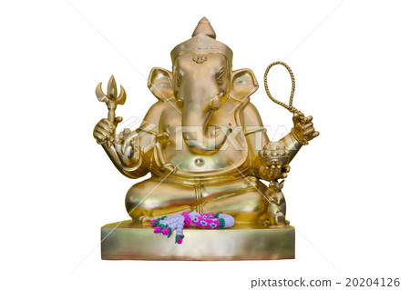 Golden Hindu God Ganesha, isolated on white  20204126