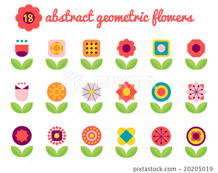 18 abstract colorful geometric flowers - Stock Illustration [20205019 ...