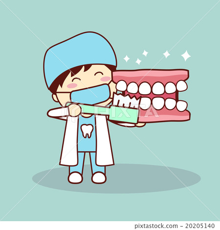 Happy cartoon denture and dentist 20205140