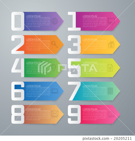 Vector illustration infographics ten options. Vector illustration infographics ten options. 20205211