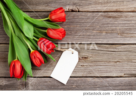 Valentine's day red tulips with tag Valentine's day red tulips with tag 20205545
