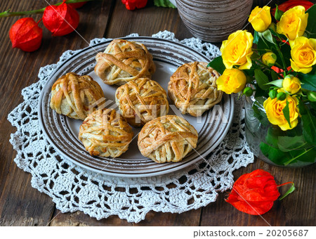 pastries on a brown wooden background 20205687