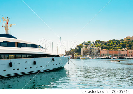 Modern Yacht Moored At City Pier, Jetty in Monaco 20205744