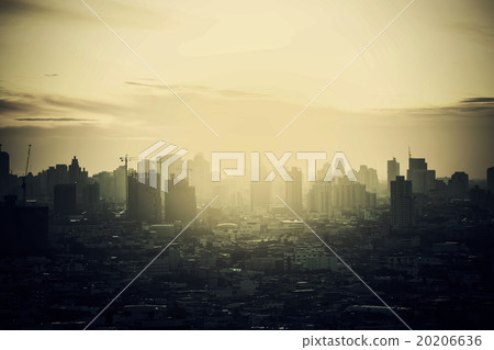 Hazy skyline of Bangkok City at dawn 20206636