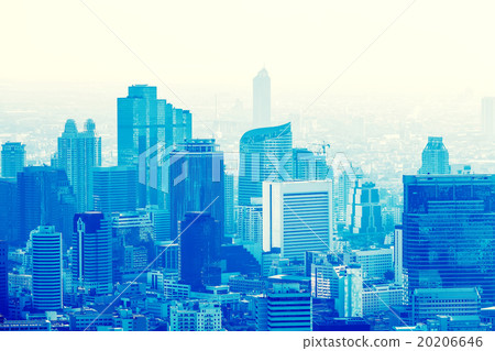 Aerial view to Bangkok downtown in the mist 20206646
