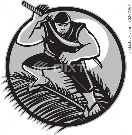 Samoan Ninja on top of Coconut Front Circle 20207367
