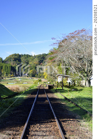 Railroad and blue sky and station building 20208521