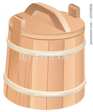 Closed wooden tub. Wooden bucket with lid Closed wooden tub. Wooden bucket with lid 20209806