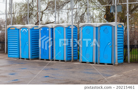 Row of portable toilets on the outdoor 20215461