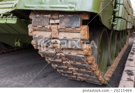 Caterpillars of a military tank close up detail 20215464