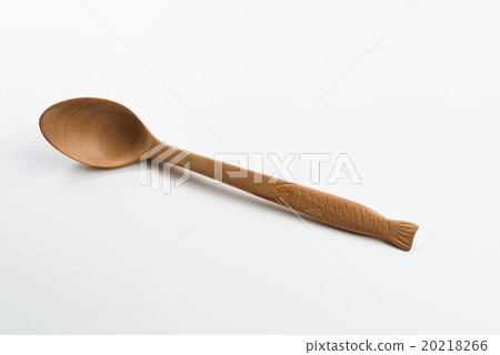 Wooden spoon on white background 20218266
