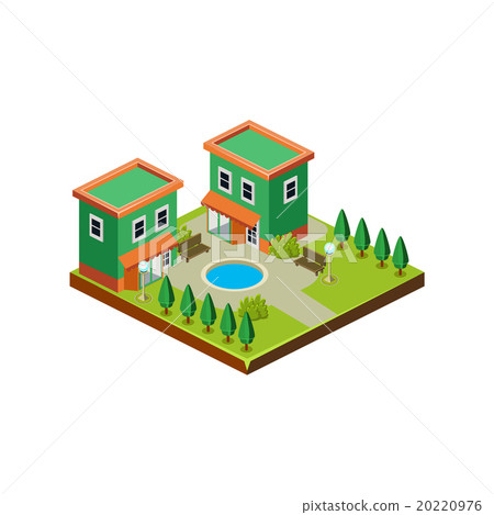 Isometric icon representing modern house with 20220976