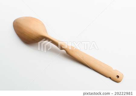 Wooden spoon on white background 20222981