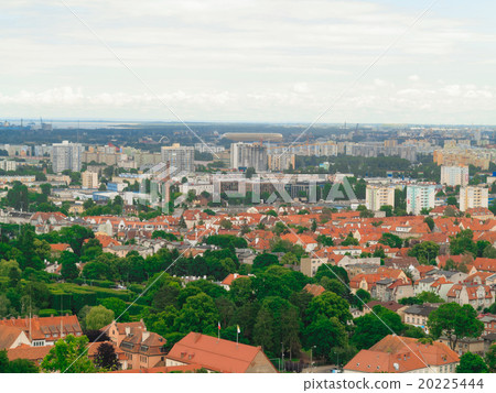 aerial view from tower of district gdansk buildings and sea. aerial view from tower of district gdansk buildings and sea. 20225444