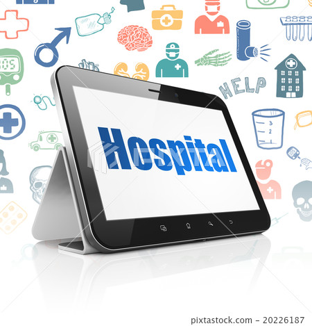 Medicine concept: Tablet Computer with Hospital on 20226187