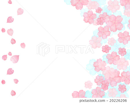 櫻花花瓣Sakuragi雪新綠色刷新的例證拷貝空間框架框架水彩手拉的手寫 20226206